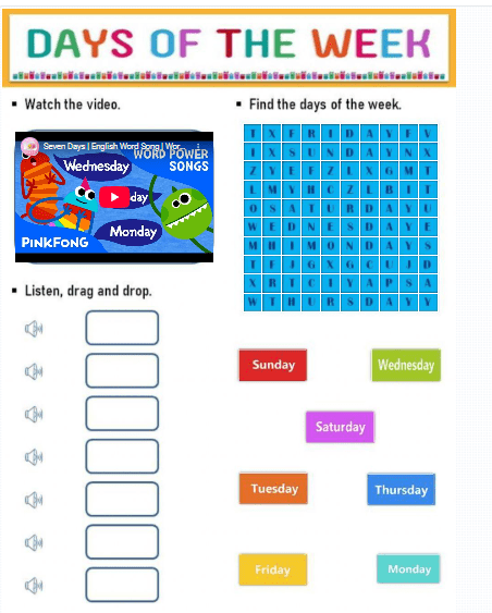Theme 2 - Days of the Week Worksheet by missandrearv
